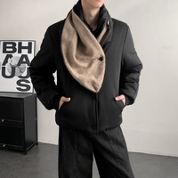 Veste matelassée noire unie à col montant pour homme, coupe décontractée, chaude, pour l'hiver, avec doublure – Vêtements d'extérieur pour homme en gros
