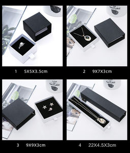 Boîte à bijoux en papier de stockage de type tiroir noir et blanc de haute qualité personnalisable en gros pour colliers boucles d'oreilles bagues - Product Image 5