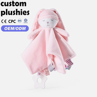 Couverture en peluche rose et bleue pour bébé avec lapin aux yeux fermés, vente en gros d'usine, cadeau de confort pour bébé