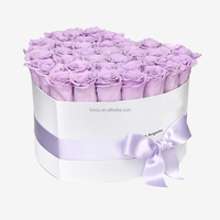 Set Hadiah Hari Ibu & Hari Valentine untuk Wanita - Kotak Bentuk Hati dengan 36 Bunga Mawar Awet, Tahan Lama 3-5 Tahun