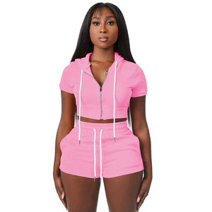 Conjunto de Dos Piezas de Sudadera con Capucha y Pantalones Cortos para <span class=keywords><strong>Mujer</strong></span>, Ropa de Verano, Traje Deportivo para <span class=keywords><strong>Mujer</strong></span>, Ropa Deportiva para <span class=keywords><strong>Mujer</strong></span> - Product Image 3