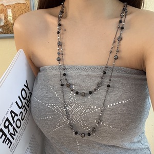 Kalung Choker Panjang Berlapis Perak dengan Manik-manik Gaya <span class=keywords><strong>Retro</strong></span> Y2K, Rantai Tulang Selangka Desain Kupu-kupu Budha, untuk Pemakaian Sehari-hari Wanita - Product Image 2