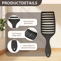Gmagic Outils de coiffure Brosse à cheveux de massage en nylon plastique de couleur noire Brosse à cheveux incurvée pour un séchage plus rapide