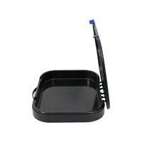 Boîte de rangement en plastique rigide noire KONRAS avec fermoirs à boucle bleus et poignée pour l'organisation des outils