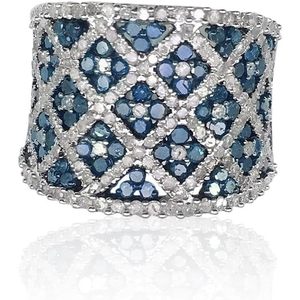 Jewelspaark <b>Diamond</b> <b>Ring</b> 3.12 Cttw Round Cut White And Blue Enhanced Natural Stone 925 Sterling Silver Engagement Jewelry For - Product Image 1