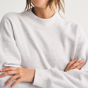 Sweat-shirt décontracté pour femme, couleur unie, col montant, respirant, brodé, style vintage - Product Image 2