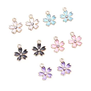 Flower Pendant For Jewelry Making Alloy Diamond Multi Color Pendant Charms