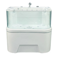 Baignoire de toilettage pour animaux en verre enveloppant, baignoire pour chien en acrylique avec jets d'eau massants et lumière LED pour salon d'animalerie