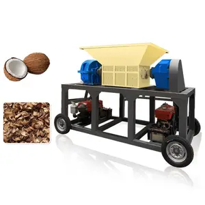 Movable Double Shaft Wood Shredder Coconut Husk Shredder Machine Tyre Shredder