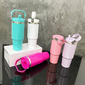 USA USA kho Glossy Macaron màu trống thăng hoa lật rơm rò rỉ bằng chứng Tumblers 30oz thể thao ngoài trời chai nước - Product Image 4