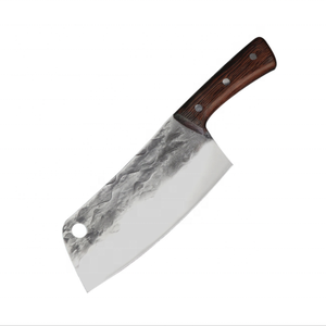 7 pouces forgé à la main couperet à viande <span class=keywords><strong>chef</strong></span> de cuisine couteau en acier au carbone <span class=keywords><strong>boucher</strong></span> extérieur martelé hachoir couteau à désosser pour le Camping à la maison - Product Image 1