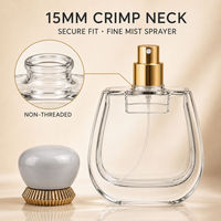 Flacon de parfum en verre de luxe personnalisé 80 ml, col serti 15 mm, pulvérisateur, fond plat épais, emballage vide pour parfum avec bouchon unique