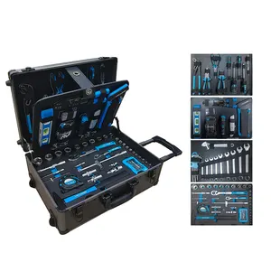 Bi-color High Quality Trolley Aluminum Case With 128pcs Tool Sets