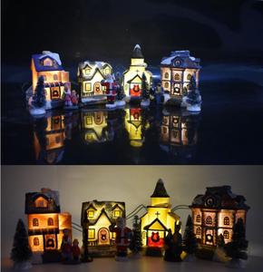 Decoración del hogar Casa <span class=keywords><strong>de</strong></span> <span class=keywords><strong>Papá</strong></span> <span class=keywords><strong>Noel</strong></span> Adornos <span class=keywords><strong>de</strong></span> Navidad Artesanía <span class=keywords><strong>de</strong></span> resina Casa <span class=keywords><strong>de</strong></span> pueblo <span class=keywords><strong>de</strong></span> Navidad Accesorios para el hogar Decoración <span class=keywords><strong>de</strong></span> la habitación Regalos - Product Image 4