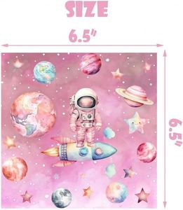 Serviettes en papier jetables 10x10 pouces, 3 plis, avec motif galaxie rose et espace extérieur, en papier métallisé, 18 g/m², en pâte de bois, format carré, style sac - Product Image 1