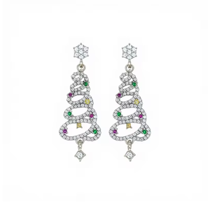 2026 Colorful Rhinestone Christmas Tree Tassel Drop <b>Earrings</b> Luxury Round Crystal <b>Dangle</b> <b>Earrings</b> Women Holiday Party Jewelry - Product Image 1
