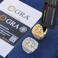 Bague Tête de Lion Roi 3D Luxe Or Blanc Argent Sterling 925 Diamant Moissanite VVS de Laboratoire Iced Out Bijou Hip Hop pour Rappers Homme