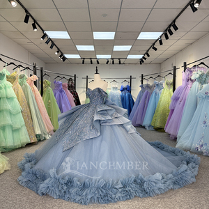 ชุดราตรีงาน Quinceanera สำหรับสาววัย 15 ปี รุ่น 6859 Exclusive Tassel สีเทาอมฟ้า แต่งกลิตเตอร์ปักลายพองฟู ป้องกันไฟฟ้าสถิต ยาวกรอมพื้น - Product Image 2