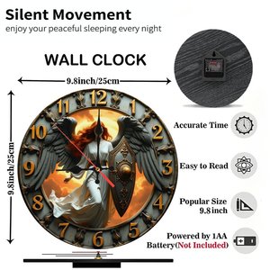 Round Wooden Wall <b>Clock</b> 25cm <b>Large</b> Numeral Silent Non Ticking Easy Read Home Living Room <b>Clock</b> - Product Image 3
