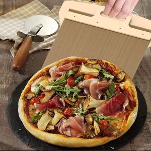Pelle à pizza coulissante multifonctionnelle en bois personnalisable, outil de transfert rectangulaire pour la cuisson, idéal pour les restaurants commerciaux - Product Image 3