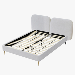 Letto Moderno di Lusso Personalizzato in Legno Massello Bianco con Testiera, Disponibile in Misure Queen, King, Full e Twin, Ultima Versione Imbottita - Product Image 2