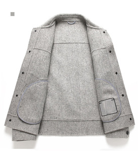 Manteau en laine rayé double face pour <span class=keywords><strong>homme</strong></span>, chaud et épais, en nylon décontracté - Product Image 2