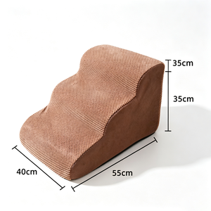 Escalier pour animaux de compagnie à 3 marches en mousse souple, rampe antidérapante, mobilier d'intérieur beige 40x71x46cm pour chats et chiens - Product Image 4