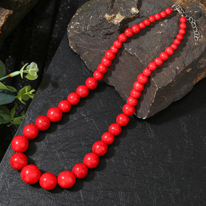 Collier de perles en turquoise naturelle, accessoires vestimentaires originaux, perles en forme de tour, artisanat en résine de fabrication artisanale - Product Image 3