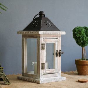 פנס עץ בסגנון כפרי וינטג', מחזיקי נרות מעץ, צנצנות נרות, קישוט לחג המולד, לסלון, לאח, למדף, לפטיו ולשולחן - Product Image 6