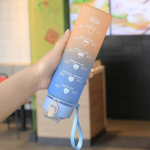 Vaso de agua esmerilado con degradado, vaso deportivo para fitness, vaso con pajita, vaso de plástico portátil con asa y botella para hombres y mujeres - Product Image 6