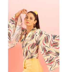 Camisa de Manga Ancha para Mujer, Blusa Casual de Verano, a la Moda, Elegante, Cómoda, para Oficina o Trabajo - Product Image 6