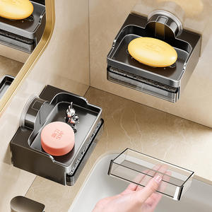 Support mural rectangulaire en acier inoxydable pour savon, auto-drainant, sans perçage, pour rangement de salle de bain - Product Image 2