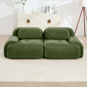 Carton Vacuum Compression Modular <b>Combination</b> Lounge, Thick Striped Corduroy Fabric Block Divan, Boneless Sponge Couch, Flexible - Product Image 2
