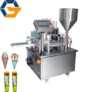 Mini Machine de remplissage électrique automatique pour ligne de traitement de la crème glacée tasse rotative/<span class=keywords><strong>Calipo</strong></span> Tube de papier scellant le Carton de pâte liquide - Product Image 3
