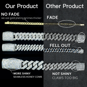 Hiphop stijl VVS <span class=keywords><strong>Moissanite</strong></span> Cuban Link ketting Iced Out custom 925 zilveren diamanten Cuban chain armband Fijne heren sieraden - Product Image 5