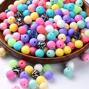 2025, superventas, cuentas focales redondas de silicona de grado alimenticio de 9mm para bolígrafos, fabricación de joyas, cuentas coloridas, cuentas de dentición para bebés, venta al por mayor - Product Image 2