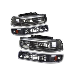 Ensemble de phares 12V 55W neuf compatible avec Chevrolet Silverado 15/25/3500 HD 1999-2002, Tahoe Suburban 2000, boîtier noir, ambre - Product Image 1