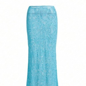 Ensemble 3 pièces maillot de bain bleu pour <span class=keywords><strong>femme</strong></span> avec décorations métalliques, maillot de bain deux pièces dos nu à lacets, tenue de plage été 2026, nouveau cache-maillot en maille et jupe portefeuille - Product Image 4
