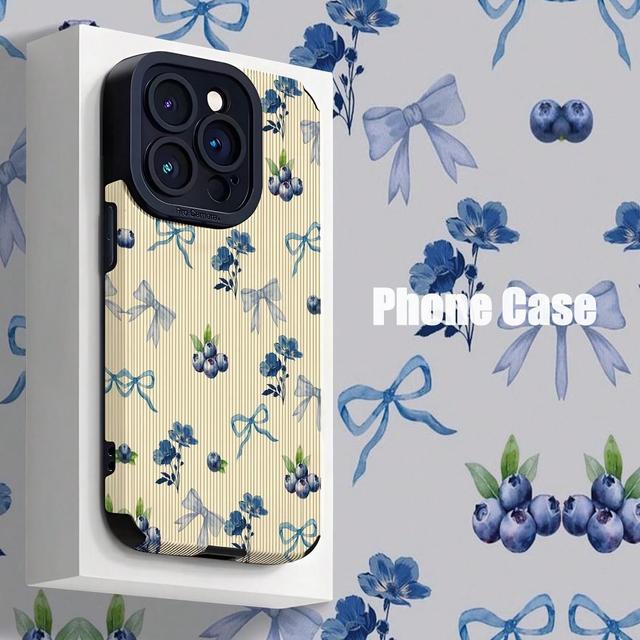 Fashionable Blue Flower Mobile Phone Case for Iphone 16 15 14 13 17 18 Pro Max Shell Toothpick Leather Pattern Back Cover