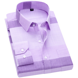 Camicia di nuovo arrivo per abiti da uomo in stile tinto in filo per abiti regolari con bottoni - Product Image 2