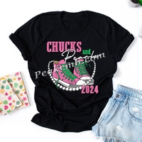 Ben Chucks ve inciler demir-on düzeltme yıkanabilir DTF vinil baskı ile onun özel T-shirt ile