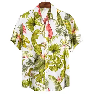 Camisa De Hombre 2024 New Arrival Vacation Model Short Sleeve Floral Print Hawaiian Shirts