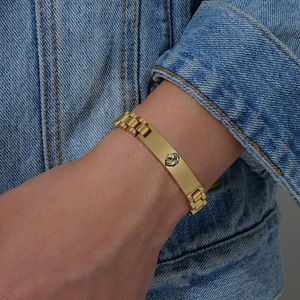 Pulsera de Acero Inoxidable con Cabeza de León de 10 mm, Joyería Unisex Curvada, Regalo en Color Plata y Oro - Product Image 2