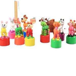 Rastgele tarzı ahşap kedi köpek heykelcik oyuncak dans sallanan hayvanlar parmak kuklaları itme kadar oyuncak ahşap itme kukla oyuncaklar - Product Image 1
