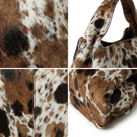 Bolso de Mano de Pelo de Becerro para Mujer, Bolso Tote de Cuero Genuino, Gran Capacidad, Bolso de Hombro con Estampado de Vaca Estilo Western