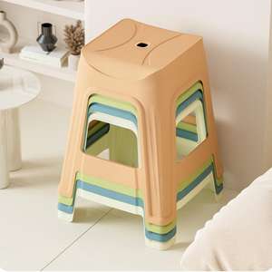 كرسي عشاء بلاستيكي مربع للكبار كرسي مرتفع لغرفة المعيشة كرسي طعام منزلي قابل للتكديس - Product Image 5