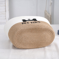 Panier en corde de coton moderne, écologique, durable, grande capacité, avec motifs brodés, pour ranger les articles divers et les jouets pour animaux de compagnie