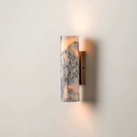 Lampu Dinding Marmer Bulgari Mewah Batu Alam LED Sconce Modern Minimalis Berbentuk Silinder untuk Pintu Masuk Lorong Ruang Tamu