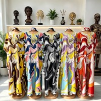 Robe décontractée ample à col en V pour femme, imprimé rayures africaines, style ethnique moyen-oriental, collection été 2025