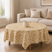 Nappe de table imperméable et résistante à l'huile en PEVA, motif bouquet de roses dorées, style européen opulent, nappe ronde de 60 pouces, nappe de table basse, nappe de bureau